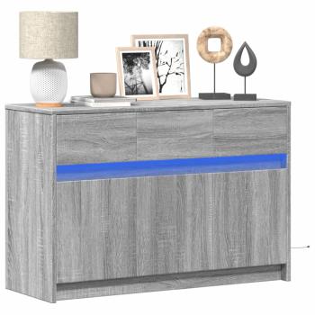 ARDEBO.de - TV-Schrank mit LED-Beleuchtung Grau Sonoma 91x34x61 cm