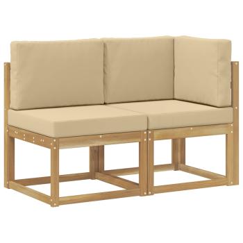 Outdoor Mittel- und Ecksofa 2 Stück Weiß Massivholz Akazie