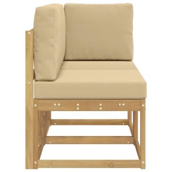 Outdoor Mittel- und Ecksofa 2 Stück Weiß Massivholz Akazie