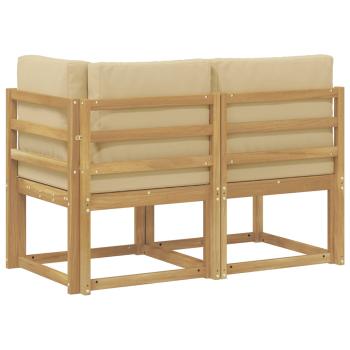 Outdoor Mittel- und Ecksofa 2 Stück Weiß Massivholz Akazie