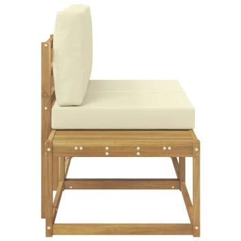 Outdoor End Sofa mit Kissen 2 Stück Weiß Massivholz Akazie