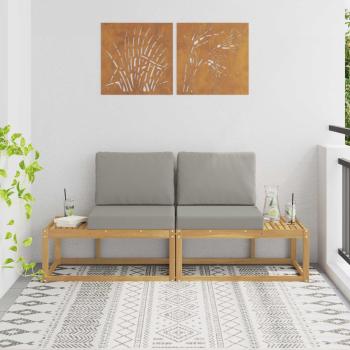 ARDEBO.de - Outdoor End Sofa mit Kissen 2 Stück Weiß Massivholz Akazie