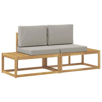 Outdoor End Sofa mit Kissen 2 Stück Weiß Massivholz Akazie