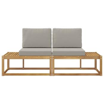 Outdoor End Sofa mit Kissen 2 Stück Weiß Massivholz Akazie