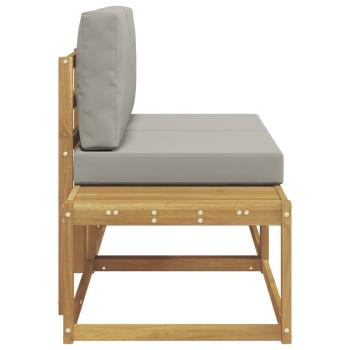 Outdoor End Sofa mit Kissen 2 Stück Weiß Massivholz Akazie