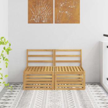 ARDEBO.de - 2 Stück Outdoor Mittelsofa Massivholz Akazie Weiß