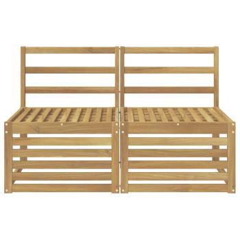2 Stück Outdoor Mittelsofa Massivholz Akazie Weiß