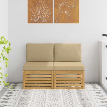 ARDEBO.de - 2 Stück Outdoor Mittelsofa Massivholz Akazie Weiß