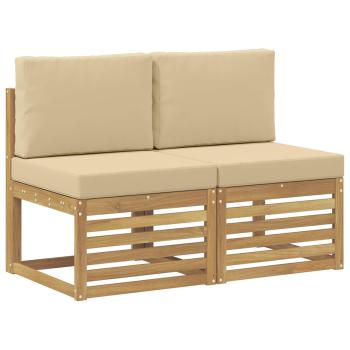 2 Stück Outdoor Mittelsofa Massivholz Akazie Weiß
