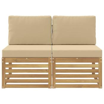 2 Stück Outdoor Mittelsofa Massivholz Akazie Weiß
