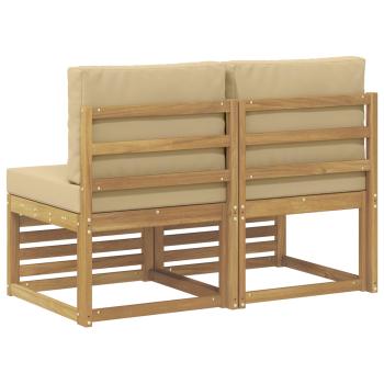 2 Stück Outdoor Mittelsofa Massivholz Akazie Weiß