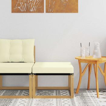 ARDEBO.de - Outdoor-Fußhocker Massivholz Akazie und Textilene Stoff Weiß