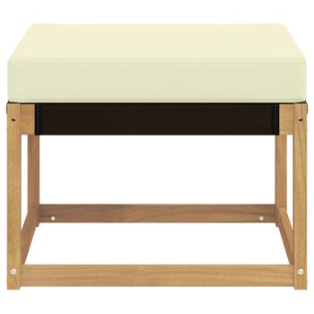 Outdoor-Fußhocker Massivholz Akazie und Textilene Stoff Weiß