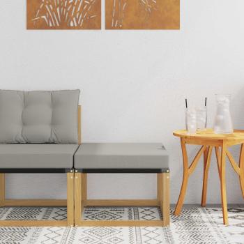 ARDEBO.de - Outdoor-Fußhocker Massivholz Akazie und Textilene Stoff Weiß