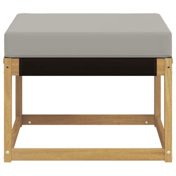 Outdoor-Fußhocker Massivholz Akazie und Textilene Stoff Weiß