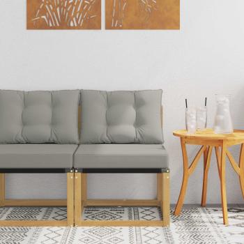 ARDEBO.de - Outdoor Mittelsofa Massivholz Akazie und Textilene Stoff Weiß