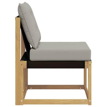 Outdoor Mittelsofa Massivholz Akazie und Textilene Stoff Weiß