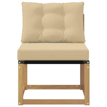Outdoor Mittelsofa Massivholz Akazie und Textilene Stoff Weiß