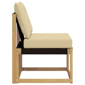 Outdoor Mittelsofa Massivholz Akazie und Textilene Stoff Weiß