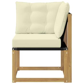 Outdoor Ecksofa Massivholz Akazie und Textilene Stoff Weiß