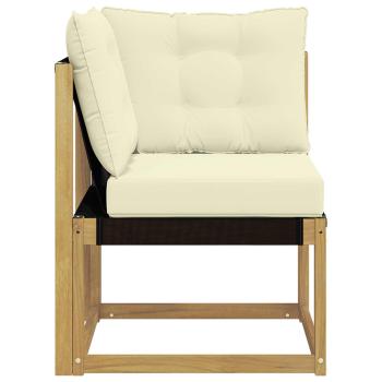Outdoor Ecksofa Massivholz Akazie und Textilene Stoff Weiß