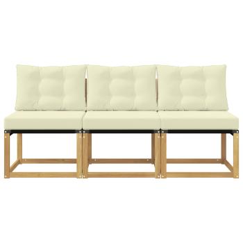 3 stk. Outdoor Mittelsofa Massivholz Akazie und Textilene Stoff