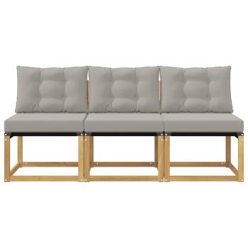 3 stk. Outdoor Mittelsofa Massivholz Akazie und Textilene Stoff