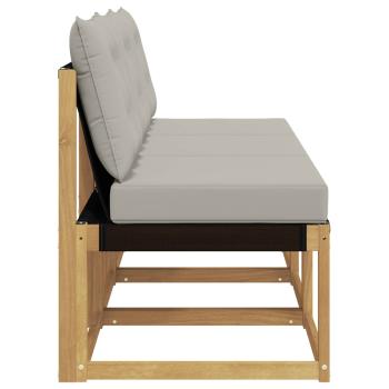 3 stk. Outdoor Mittelsofa Massivholz Akazie und Textilene Stoff