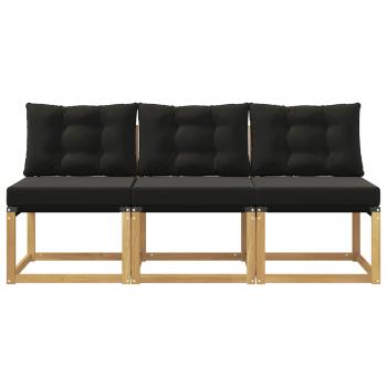 3 stk. Outdoor Mittelsofa Massivholz Akazie und Textilene Stoff
