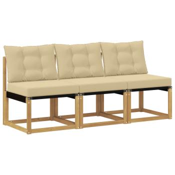 3 stk. Outdoor Mittelsofa Massivholz Akazie und Textilene Stoff