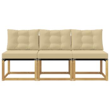 3 stk. Outdoor Mittelsofa Massivholz Akazie und Textilene Stoff