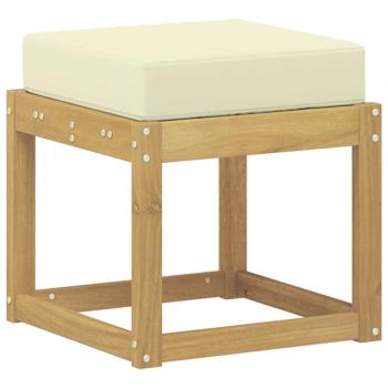 Outdoor Hocker Bank Massivholz Akazie Weiß