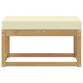 Outdoor Hocker Bank Massivholz Akazie Weiß