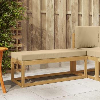 ARDEBO.de - Outdoor Hocker Bank Massivholz Akazie Weiß gewaschen und Beige