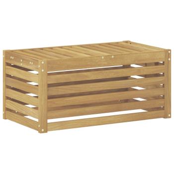 Outdoor Hocker Bank Massivholz Akazie Weiß 79 x 43 x 37 cm