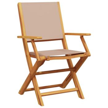 Klappstühle, 4er-Set, taupefarbener Stoff und Massivholz