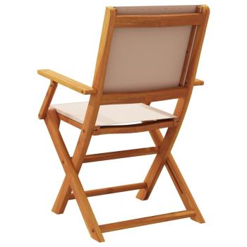 Klappstühle, 4er-Set, taupefarbener Stoff und Massivholz