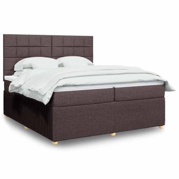 ARDEBO.de - Boxspringbett mit Matratze Dunkelbraun 200x200 cm Stoff