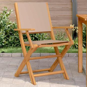 ARDEBO.de - Klappstühle, 2 Stück, taupefarbenes Massivholz (Akazienholz) und Stoffbezug