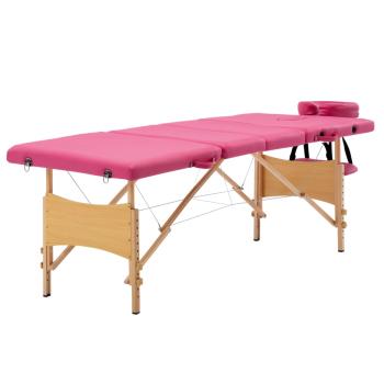 ARDEBO.de - Massageliege Klappbar 4-Zonen mit Holzgestell Rosa