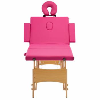 Massageliege Klappbar 4-Zonen mit Holzgestell Rosa