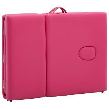 Massageliege Klappbar 4-Zonen mit Holzgestell Rosa