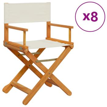 8-teiliges Klappstuhl-Set, cremeweißer Stoff