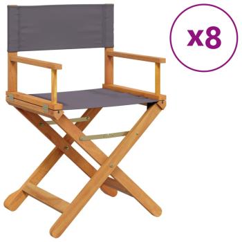 8-teiliges Klappstuhl-Set, dunkelgrauer Stoff