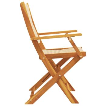 Klappstühle, 4 Stück, beige, massives Akazienholz