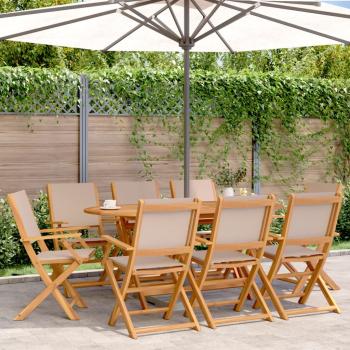 ARDEBO.de - Klappstühle, 8-teilig, taupefarbener Stoff und Massivholz