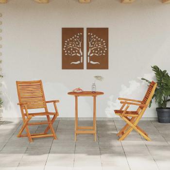 ARDEBO.de - Klapp Bistro Set 3 stk. Braun Massivholz Akazie