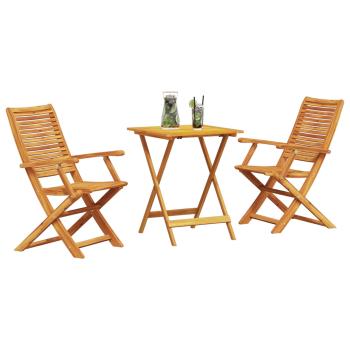 Klapp Bistro Set 3 stk. Braun Massivholz Akazie