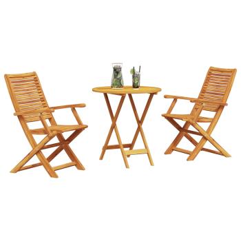 Klapp Bistro Set 3 stk. Braun Massivholz Akazie
