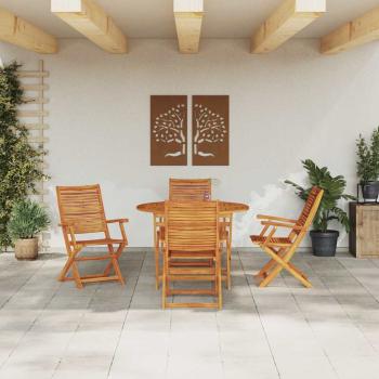 Garten Essgruppe 5 stk. Braun Massivholz Akazie